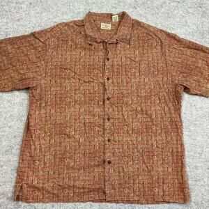 L.L.Bean shirt mens L button up geometric all over print vintage outdoor camping